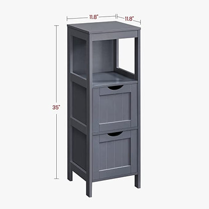 Bathroom Floor Cabinet, Bathroom Storage Organizer Rack Stand, 2 Drawers, Gray