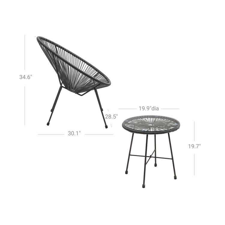 3-Piece Outdoor Acapulco Chair Table Set - HWLEXTRA