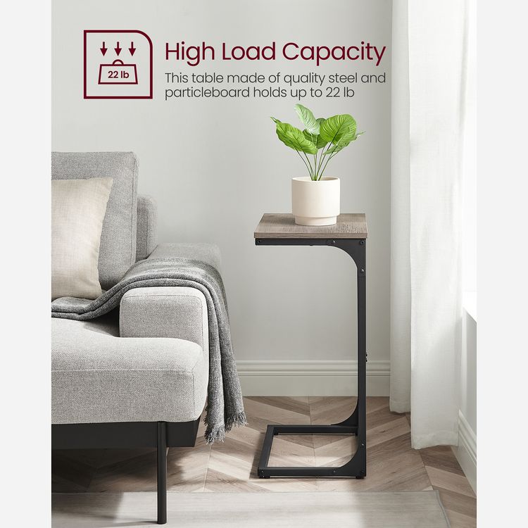 C-Shaped Side Table, End Table for Sofa, Couch Table with Metal Frame - HWLEXTRA 