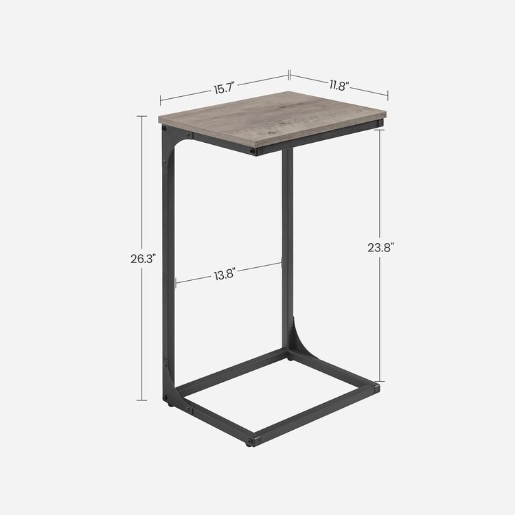 C-Shaped Side Table, End Table for Sofa, Couch Table with Metal Frame - HWLEXTRA 