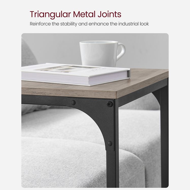 C-Shaped Side Table, End Table for Sofa, Couch Table with Metal Frame - HWLEXTRA 