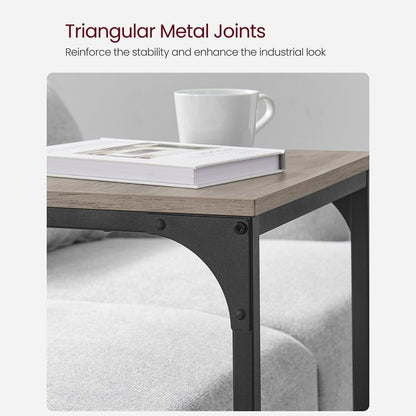 C-Shaped Side Table, End Table for Sofa, Couch Table with Metal Frame - HWLEXTRA 