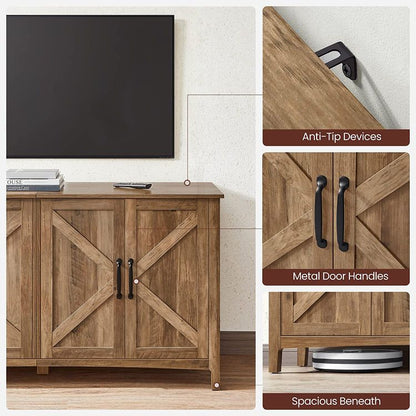 Buffet Cabinet, Sideboard, Credenza, Kitchen Storage Cabinet, with Adjustable Shelves, Rustic Walnut