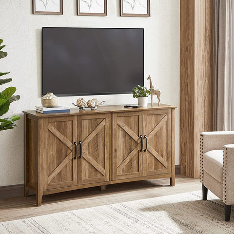 Buffet Cabinet, Sideboard, Credenza, Kitchen Storage Cabinet, with Adjustable Shelves, Rustic Walnut