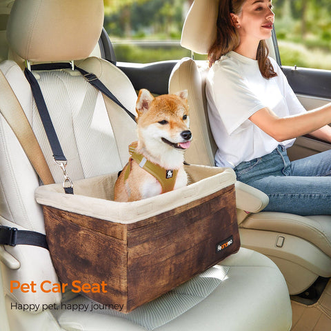 Dog Car Seat, Pet Booster Seat for Small Dogs up to 26 lb, with Adjustable Straps