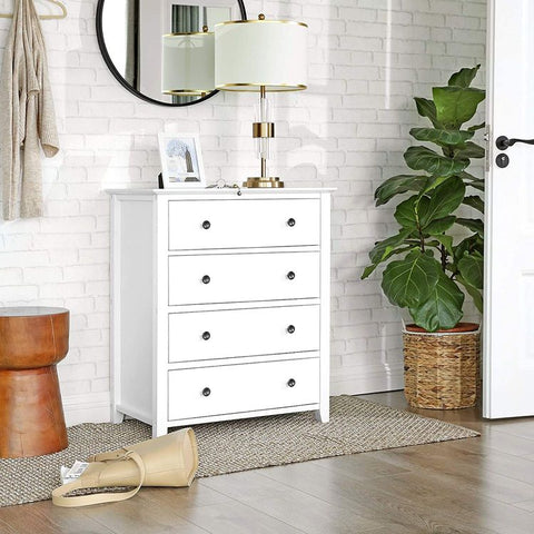 4-Drawer Dresser Chest of Drawers, Bedside Table with Solid Wood Legs, 28.3 x 17.7 x 33.5 Inches