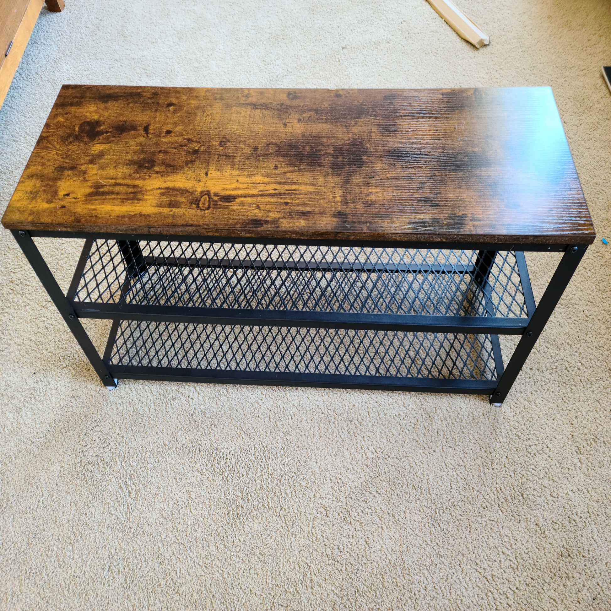 Rustic Brown 3-Tier Shoe Storage Bench - HWLEXTRA
