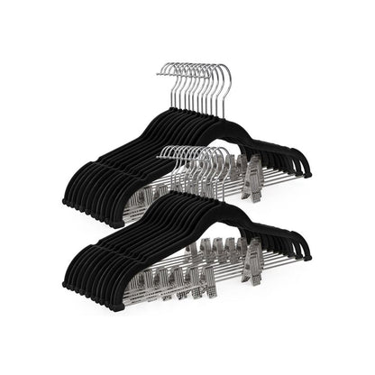30-Pack Pants Hangers, 16.7 Inch Velvet Trousers Hangers, with Adjustable Clips - HWLEXTRA 