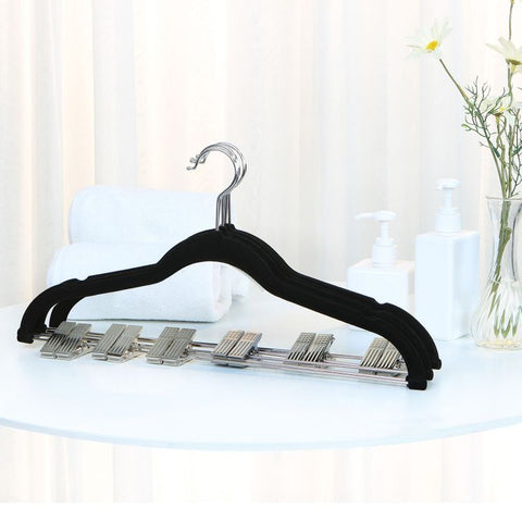 30-Pack Pants Hangers, 16.7 Inch Velvet Trousers Hangers, with Adjustable Clips