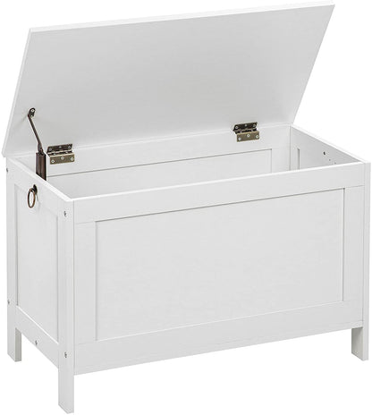 Storage Chest Sturdy Entryway Storage Bench, Wood Look Accent Furniture, Easy Assembly Oak White - HWLEXTRA 