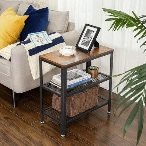 ODESSA Narrow Side Table with 2 Shelves - HWLEXTRA