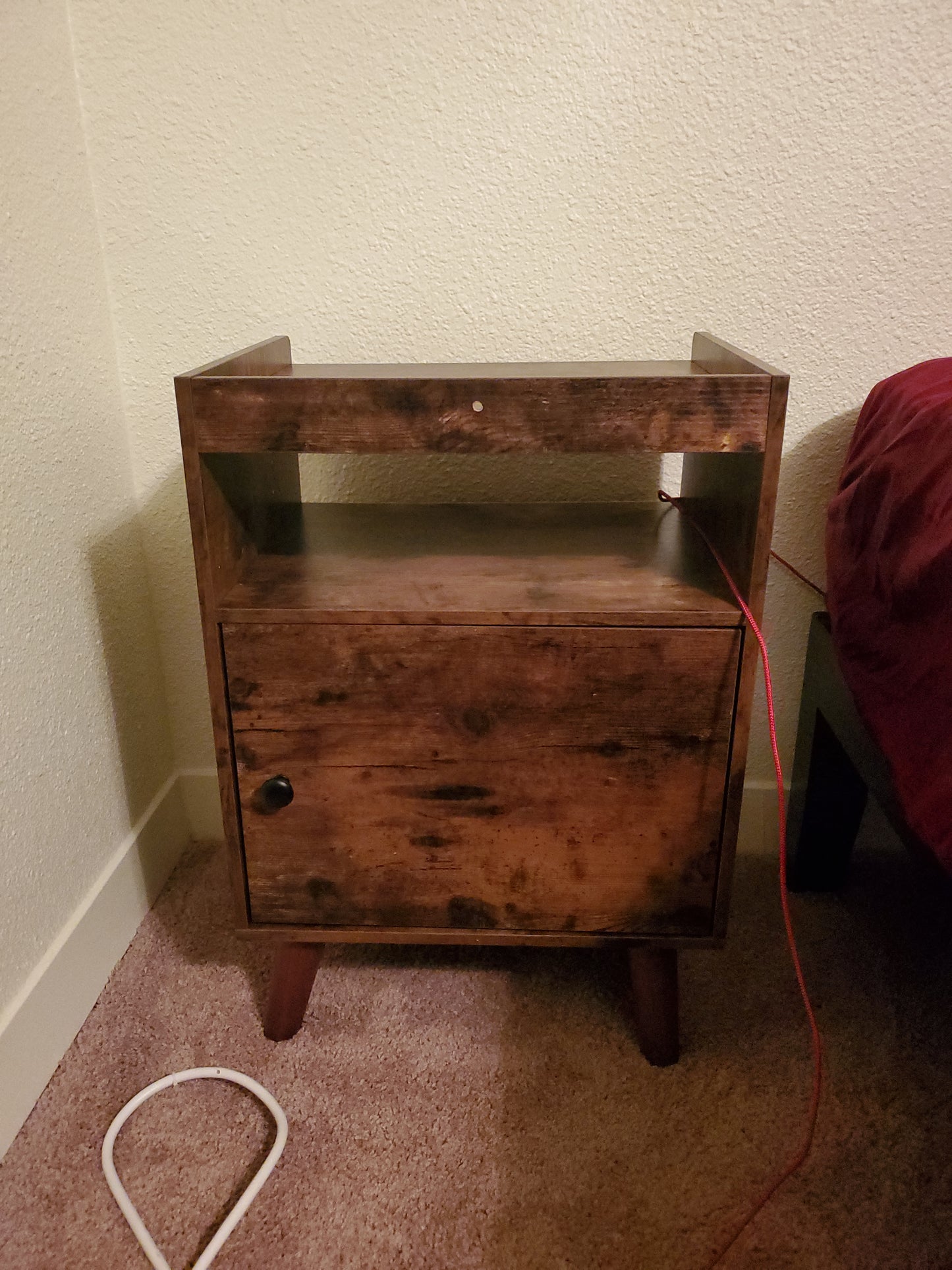 Nightstand Set of 2, 3-Tier End Table with Switchable Door, Side Table