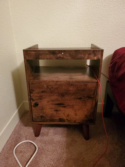 Nightstand Set of 2, 3-Tier End Table with Switchable Door, Side Table
